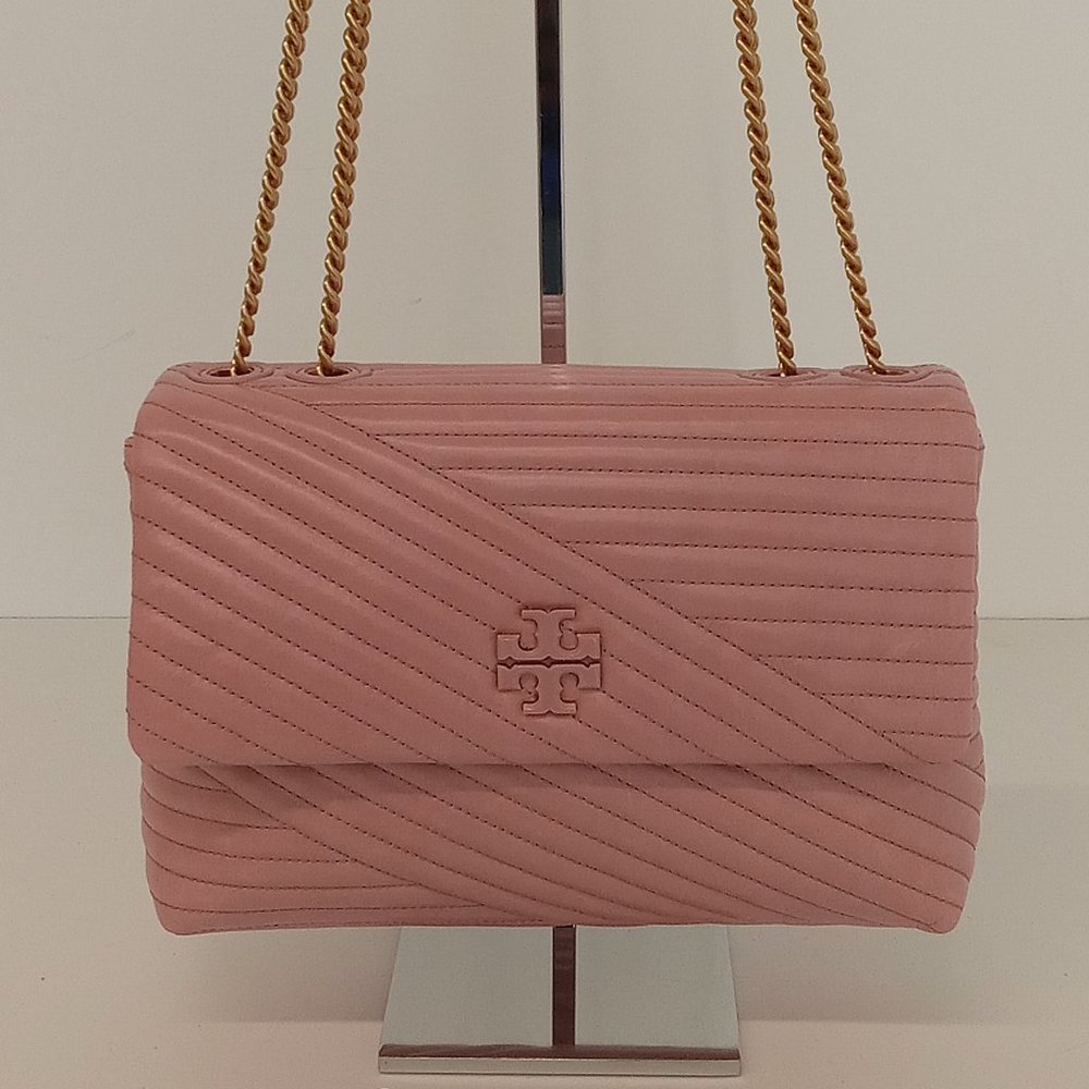 Tory Burch Kira Convertible Chain Chevron Glazed Leather Shoulder Bag - SAMPLE